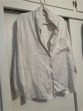 Victoria Secret Vintage Silky White Button-Up Blouse